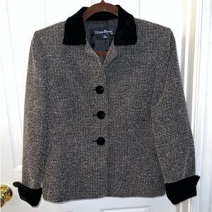Vintage Evan Picone Black & White Gray Suit Jacket Sz 6P